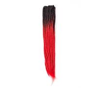 DreadLab - Double Ended Synthetic Dreadlocks (Pack of 10) Crochet Extensions (Black Red Transitional Crochet)