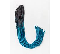 DreadLab - Soft Style Ombre Double Ended Synthetic Dreadlocks Twists 10 Pack (Black - Light Sapphire Blue Transitional)
