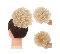 DreadLock Bun, Afro Puff Drawstring Ponytail Hair Bun Synthetic Faux Locs Crochet Hairpieces Clip in Braided Chignon Hair Extensions for Black Women Elegant or Chic Look(Gold)