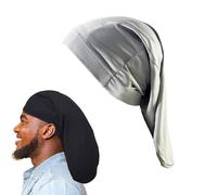 Dreadlock Cap Long Hair Head Wraps Unisex Dreadlock Cap Wide Stretchable Sleeping Cap Hair Accessories Sleep Bonnet for Men Women grey