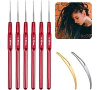 Dreadlock Crochet Hook Tool, Hair Crochet Needle Including 6pcs Dreadlock Crochets with Different Hook Needles and 2pcs Hair Locking Tools for Braid DIY Weaving Crafts (0.5 - 1.0mm)