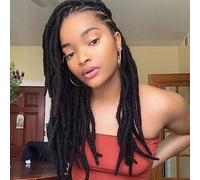 Dreadlock Extensions Human Hair 12 Inches 0.6 cm Width 20 Strands Locs Extensions Real Human Hair Natural Black for Women Men Kids Full Handmade Permanent Locs Can Be Dyed and Bleached