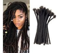 Dreadlock Extensions Human Hair 18 Inch 0.4cm Thickness 10 Strands Locs Extensions Real Human Hair, Natural Black for Women Men Kids Full Handmade Permanent Locs Can Be Dyed and Bleached