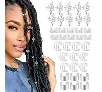 Dreadlock Hair Jewelry - 40X Braid Accessories for Hair Styling, Metal Hair Clips | Braid Beads Rings Set for Locs, Twists, Cornrows | Festival Hair Charm Decoration for Women Girls Teens Braiding Loo