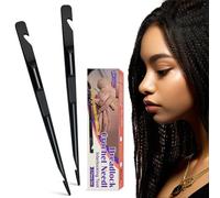 Dreadlock Retightening Tool, Interlocking Crochet Needle Set, Dual Ended Metal Needles for Locs and Sisterlocks（Black 2-Pack