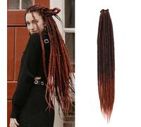 Dreadlocks Extension 24 Inch Synthetic Hippie Single Ended Dreads 20 Strands Ginger 0.6 cm Width Loc Extensions Reggae Style Crochet Hair for Women (1B/350)