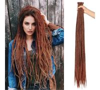 Dreadlocks Extension 24 Inch Synthetic Hippie Single Ended Dreads 20 Strands Ginger 0.6 cm Width Loc Extensions Reggae Style Crochet Hair for Women (350)