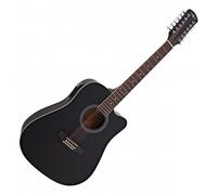 Dreadnought 12 String Electro Acoustic Guitar by Gear4music Black