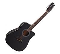 Dreadnought 12 String Electro Acoustic Guitar by Gear4music Black