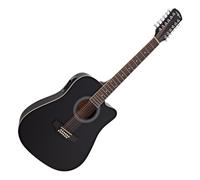 Dreadnought Cutaway 12 String Electro Acoustic Guitar by Gear4music, Black