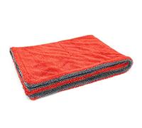 [Dreadnought] Microfiber Car-Drying Towel, Superior Absorbency for Drying Cars, Trucks, and SUVs, Double-Twist Pile, One-Pass Vehicle-Drying Towel (20"x30") 1-Pack (Red/Gray)