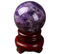 Dream Amethyst Ball Gemstone Crystal with Wooden Stand Large Decorative Sphere Stone for, Divination, Witchcraft,10cm/3.9in