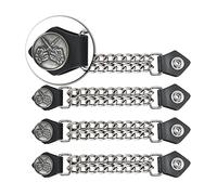 Dream Apparel 4PCS Motorcycle Vest Extenders for Men, Biker Vest Extenders with Faux Leather Ends and Double Chrome Chains, Crossed Mid Fingers, 1X-4X