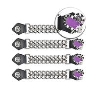 Dream Apparel 4PCS Motorcycle Vest Extenders for Women, Biker Vest Extenders with Faux Leather Ends and Double Chrome Chains, Purple Heart and Black Rose, S/M