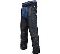 Dream Apparel Black Leather Motorcycle Riding Chaps for Men Women W/Liner and Four Pockets, Cowboy Biker Chaps Pants, 01 - Black Chaps With Removable Liner, Medium