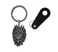 Dream Apparel Motorcycle Bell w/Hanger Biker Bell Motorcycle Accessories For Good Luck Safe Riding Luck Key Chain Bell, Indian Skull, Large