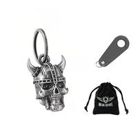 Dream Apparel Motorcycle Bell w/Hanger Biker Bell Motorcycle Accessories For Good Luck Safe Riding Luck Key Chain Bell, Viking, Large