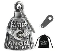 Dream Apparel motorcycle bells for bikers,heavy rider bells accessory and key chain for luck, Never Ride Faster Than Your Angle Can, Large