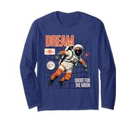 Dream Astronaut Floating Space Moon Retro Graphic Long Sleeve T-Shirt