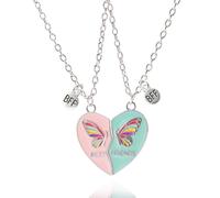Dream Aurora Best Friend Necklaces for 2, BFF Heart Shape Butterfly Pendant, Matching Friendship Necklaces for Women & Girls, Graduation & Birthday Gifts