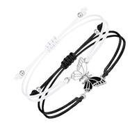 Dream Aurora Butterfly Matching Bracelets BFF Bracelets for 2,Adjustable Strand Best Friends Bracelet Friendship Couple Bracelets Jewelry Gifts for Women Girlfriend Boyfriend(black & white)