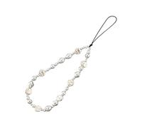 Dream Aurora Silver Beaded Bracelet Strap,Pearl Charm Wrist Strap, Anti-Lost Irregular round silver pearls Cute Phone Chain, Mobile Accessories for Girls Women