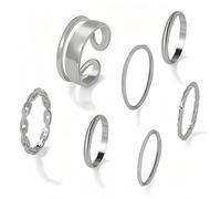 Dream Aurora Silver Rings Set for Women,Simple Knuckle Rings Women Silver,Vintage Stackable Joint Finger Midi Rings Dainty Cute Rings Pack Jewelry for Valentine's Day,Birthday Parties