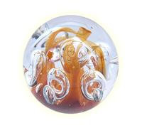 Dream Ball 94 Large 9-10 cm Orange with Bubbles Glass Ball Paperweight
