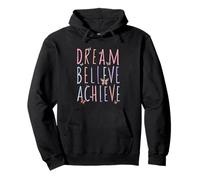 Dream Believe Achieve Cheerful Butterfly Inspirational Pullover Hoodie