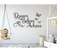 Dream Believe Achieve Inspirational Wall Art Sticker Quote Vinyl Transfer Colour Green Size Large 96cm Wide x 49cm high