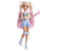 Barbie Dream Besties Doll and Accessories, Barbie “Malibu” Posable Roller Skating Fashion Doll with Blonde Hair, 9 Makeup Themed Pieces, JFX96