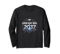Dream Big 2037 Graduation Futuristic Celebration Long Sleeve T-Shirt, Adult Unisex, Black, L