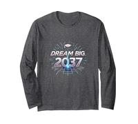 Dream Big 2037 Graduation Futuristic Celebration Long Sleeve T-Shirt, Adult Unisex, Dark Heather Grey, L