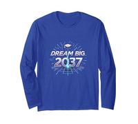 Dream Big 2037 Graduation Futuristic Celebration Long Sleeve T-Shirt, Adult Unisex, Royal Blue, L