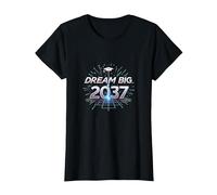 Dream Big 2037 Graduation Futuristic Celebration T-Shirt, Women, Black, S