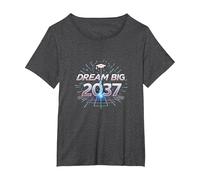 Dream Big 2037 Graduation Futuristic Celebration T-Shirt, Women's Plus, Dark Heather Grey, 6X