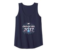 Dream Big 2037 Graduation Futuristic Celebration Tank Top, Women, Navy, L