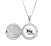 Dream Big And Dare To Fail Quote Locket Necklace Hold Picture Jewelry Birthday Gift