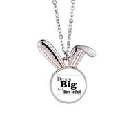 Dream Big And Dare To Fail Quote Rabbit Necklace Pendant Bunny Animal Jewelry Gift