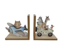 Dream Big Bookends, 17.5cm Wooden Safari Book End Set, Decorative Animal Book Holders
