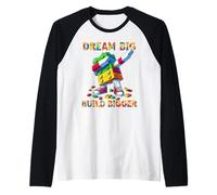 Dream Big Build Bigger Funny Blocks Bricks Master Builder Raglan Baseball Tee