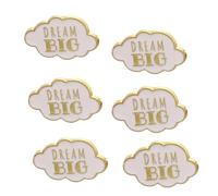 Dream Big Cloud Enamel Pin Badges, White and Gold, Set of 6, Inspirational Brooch for Graduation, Events
