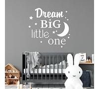 Dream Big Little One - Children Bedroom Nursery Wall Art Sticker [Large] [White]