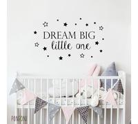 Dream Big Little One - Quote Wall Sticker - Nursery Wall Decal - Motivational Quote Beautiful Bedroom Decoration DIY 57x35cm