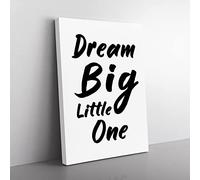 Dream Big Little One Typography Quote Canvas Wall Art Print Ready to Hang, Framed Picture for Living Room Bedroom Home Office Décor, 76x50 cm (30x20 Inch)