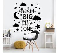 Dream Big Little one Wall Decal Quote Baby Room Decor Cloud and Star Wall Sticker Nursery boy Room Decor Dream Big Decal 57x59cm