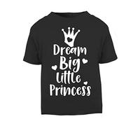 Dream Big Little Princess [BBY6] Short Sleeve Cotton Toddler t Shirt, 3-4 Years, Black