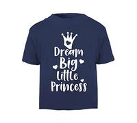 Dream Big Little Princess [BBY6] Short Sleeve Cotton Toddler t Shirt, 3-4 Years, Navy