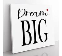 Dream Big Modern Typography Quote Canvas Wall Art Print Ready to Hang, Framed Picture for Living Room Bedroom Home Office Décor, 35x35 cm (14x14 Inch)