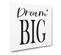 Dream Big Modern Typography Quote Canvas Wall Art Print Ready to Hang, Framed Picture for Living Room Bedroom Home Office Décor, 20x20 Inch (50x50 cm)